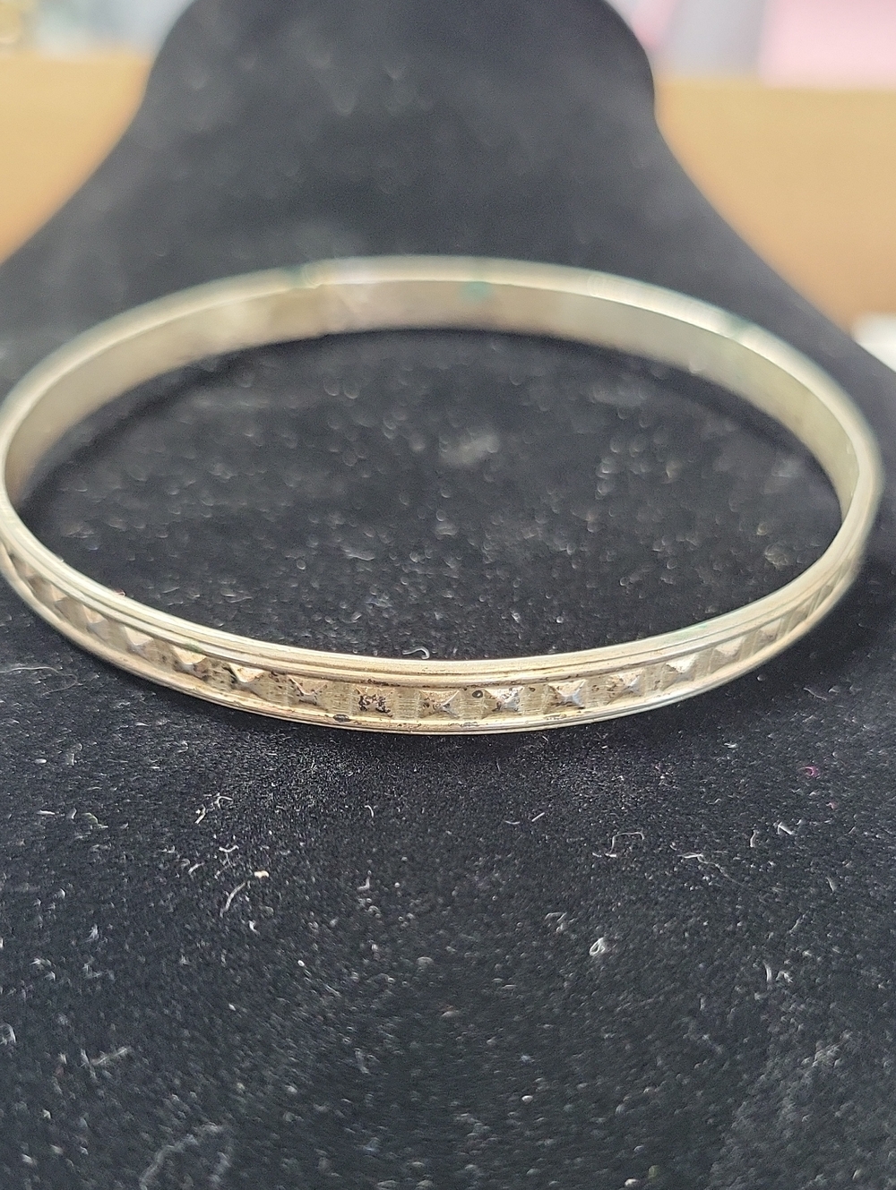 Sterling Silver Textured Bangle Bracelet - Silver